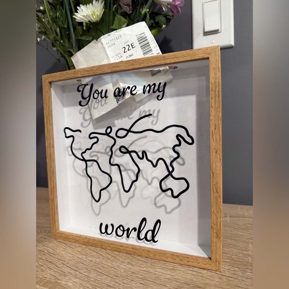 Custom World Map Ticket Memory Box Frame, You are My World Custom Ticket Frame - Picture 2 of 3